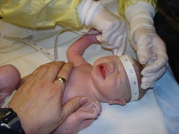 16 arya being measured with daddy's hand